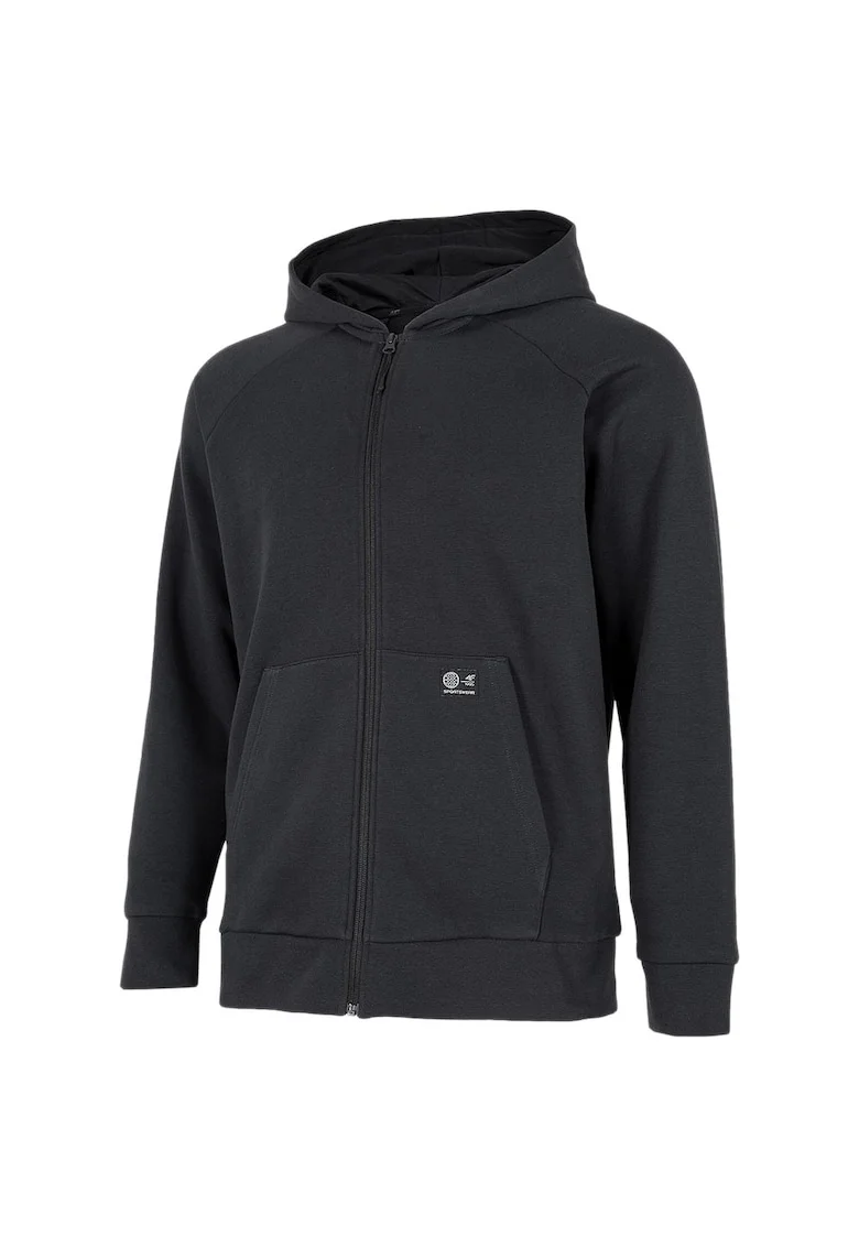 Hanorac sport  model H4Z22-BLM011, gluga integrata, fermoar complet, bumbac/poliester, negru