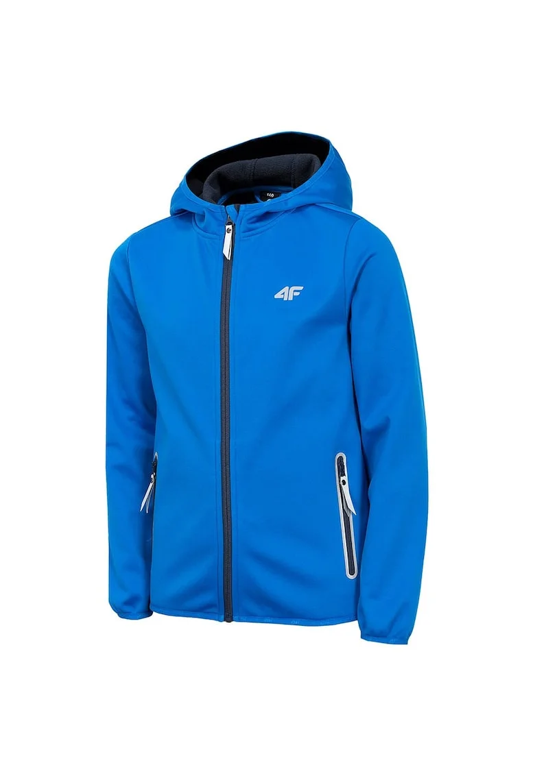 Jacheta softshell pentru copii  impermeabila, gluga incorporata, poliester, albastru,