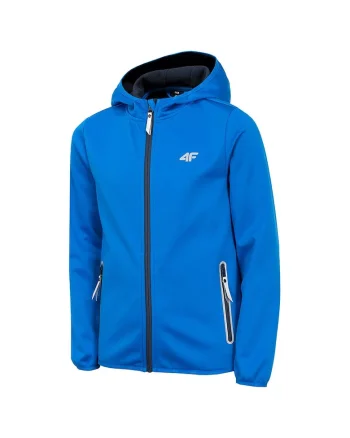 Jacheta softshell pentru copii  impermeabila, gluga incorporata, poliester, albastru,