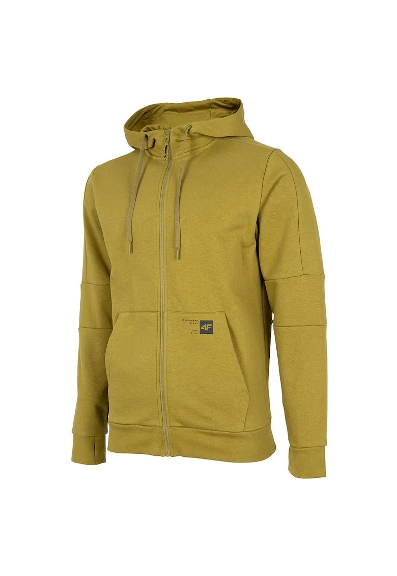 Hanorac sport  croiala standard, gluga integrata, mustar, bumbac 80%,