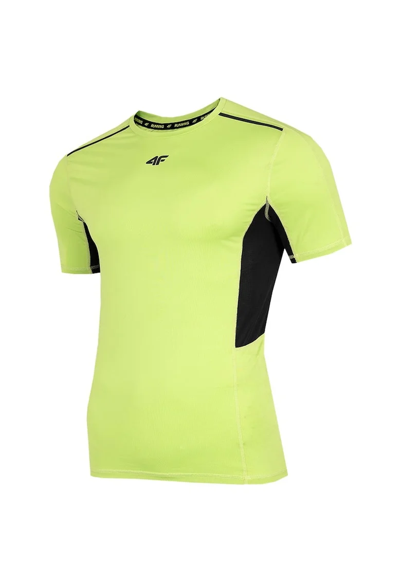 Tricou sport  slim fit, galben, poliester-elastan, tehnologie 4FDry