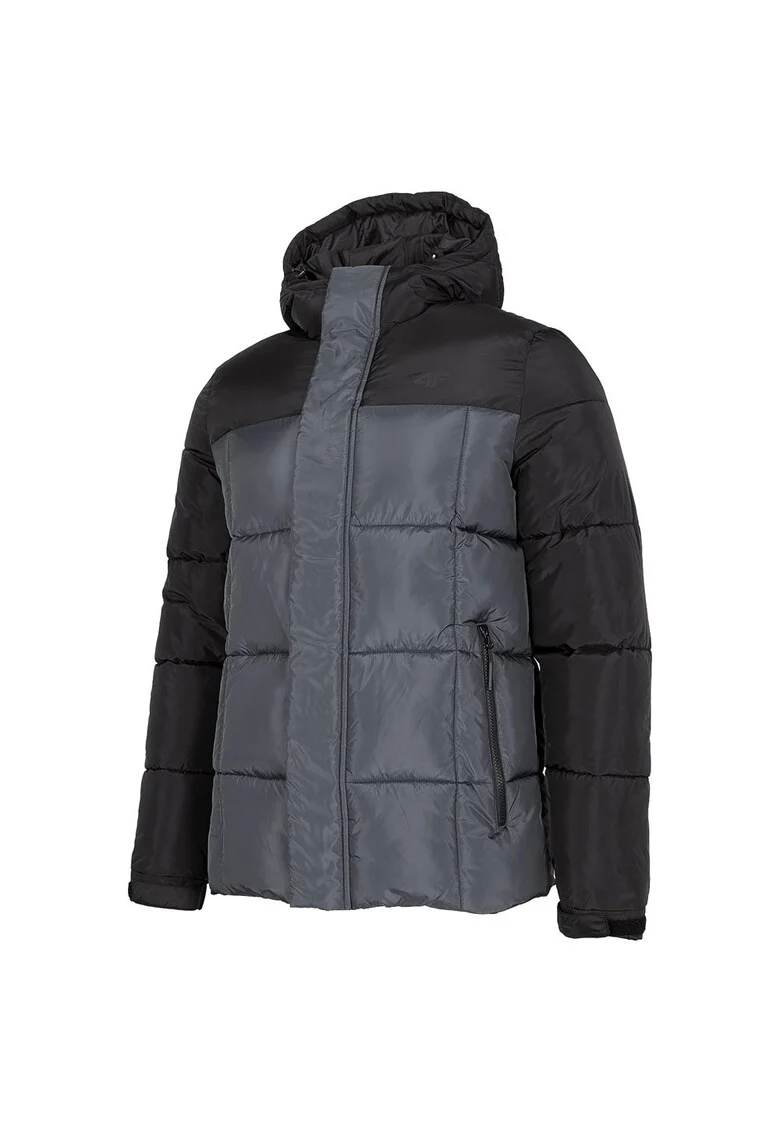 Jacheta sport  model H4Z22-KUMP009, slim, gri, poliamida, cu gluga reglabila,