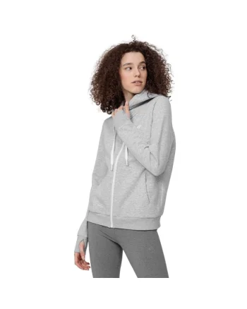 Hanorac sport dama,  Bumbac/Poliester/Elastan, Gri deschis,