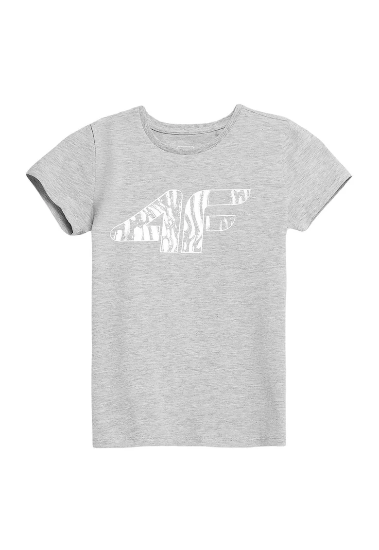 Tricou de fata,  Bumbac, Cu logo, Gri, Marimea 152