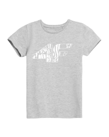 Tricou de fata,  Bumbac, Cu logo, Gri, Marimea 152