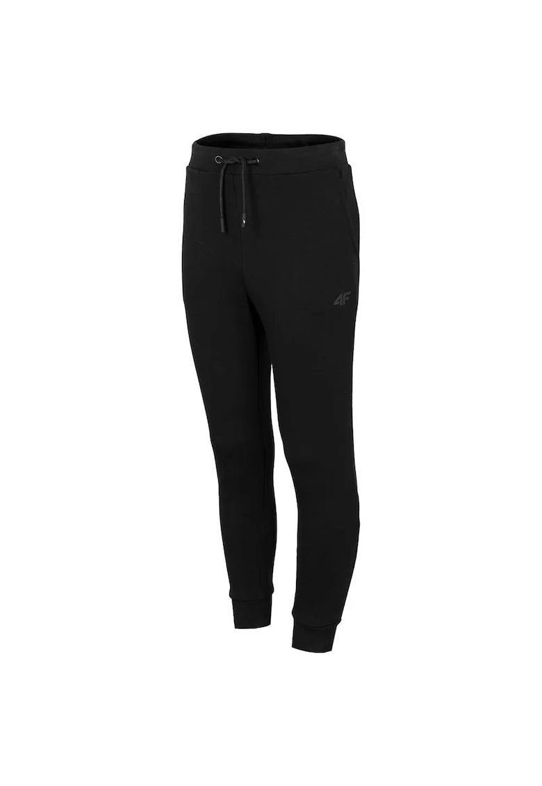 Pantaloni sport copii  croiala regulata, talie elastica, doua buzunare, negru, bumbac/poliester,
