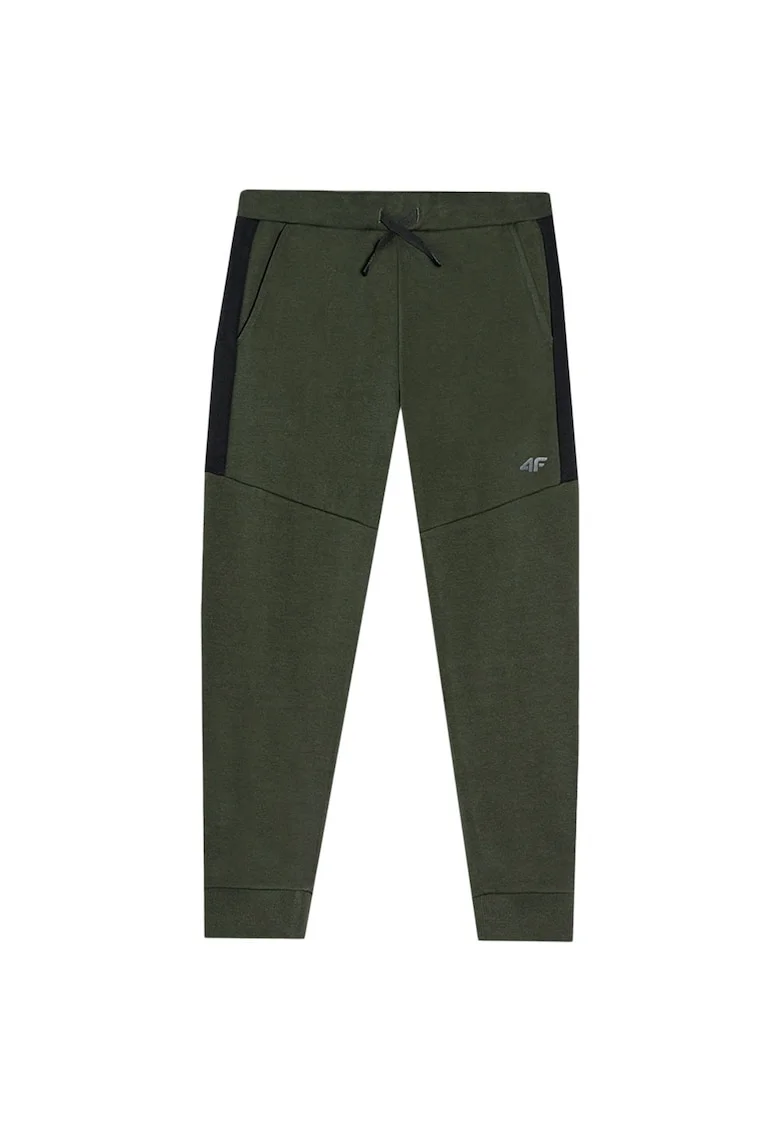 Pantaloni sport copii  talie elastica, buzunare laterale, verde, bumbac/poliester