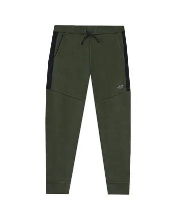 Pantaloni sport copii  talie elastica, buzunare laterale, verde, bumbac/poliester
