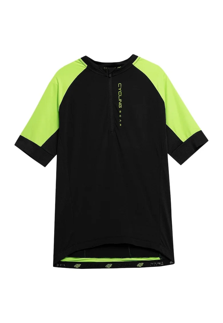 Tricou sport barbati  slim fit, guler inalt, detalii reflectorizante, poliester-elastan,