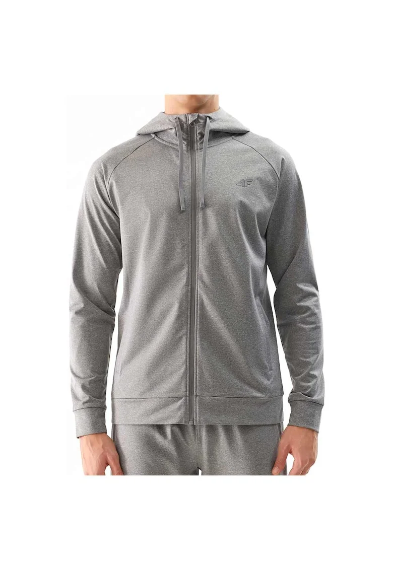 Hanorac sport  gluga, uscare rapida, protectie impotriva frigului, gri, poliester