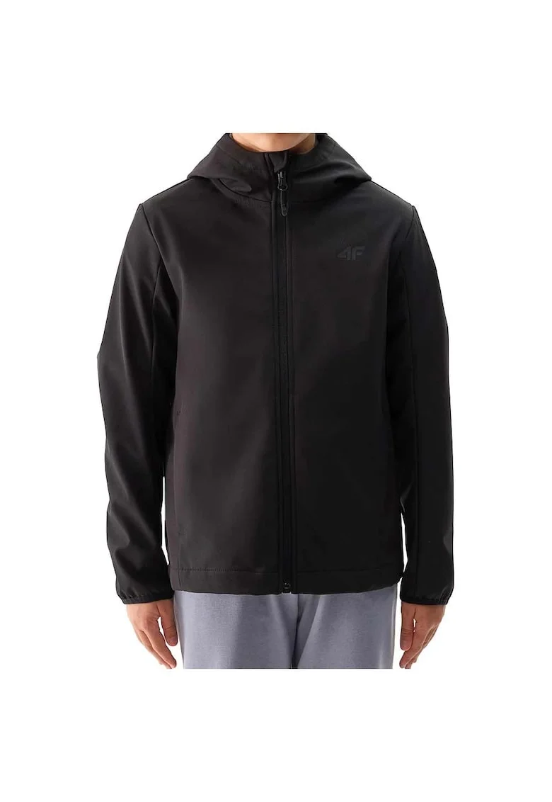 Hanorac sport copii  jacheta softshell, protectie impotriva vantului si ploii, culoare neagra, material compozit