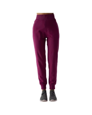 Pantaloni sport dama WSS24TTROF606, 4F, Bumbac/Poliester, Visiniu