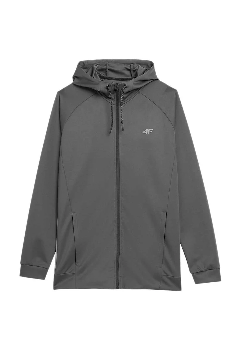 Hanorac sport  croiala regulata, gluga reglabila, doua buzunare cu fermoar, 100% poliester