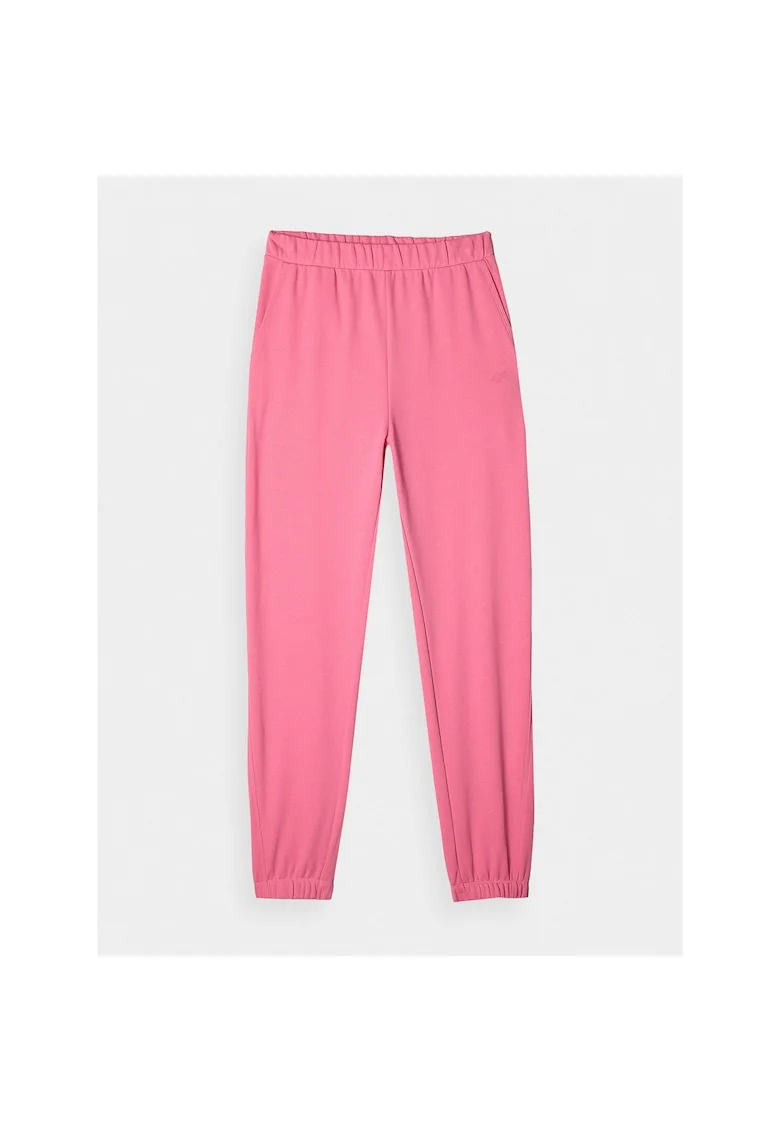 Pantaloni sport  roz, bumbac, croiala obisnuita, 2 buzunare, fara captuseala