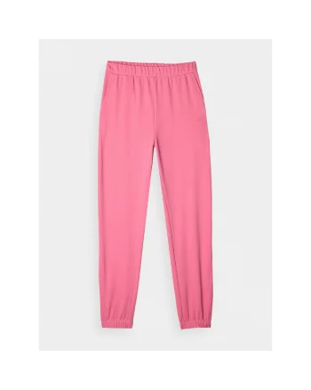 Pantaloni sport  roz, bumbac, croiala obisnuita, 2 buzunare, fara captuseala