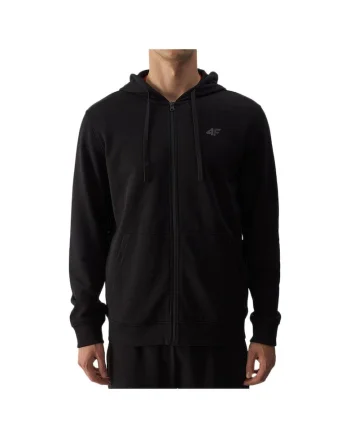 Hanorac barbat  gluga, fermoar, negru, bumbac