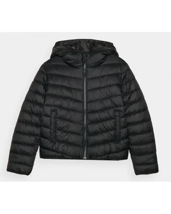 Jacheta baieti  puf sintetic, hidrofug, neagra, poliester