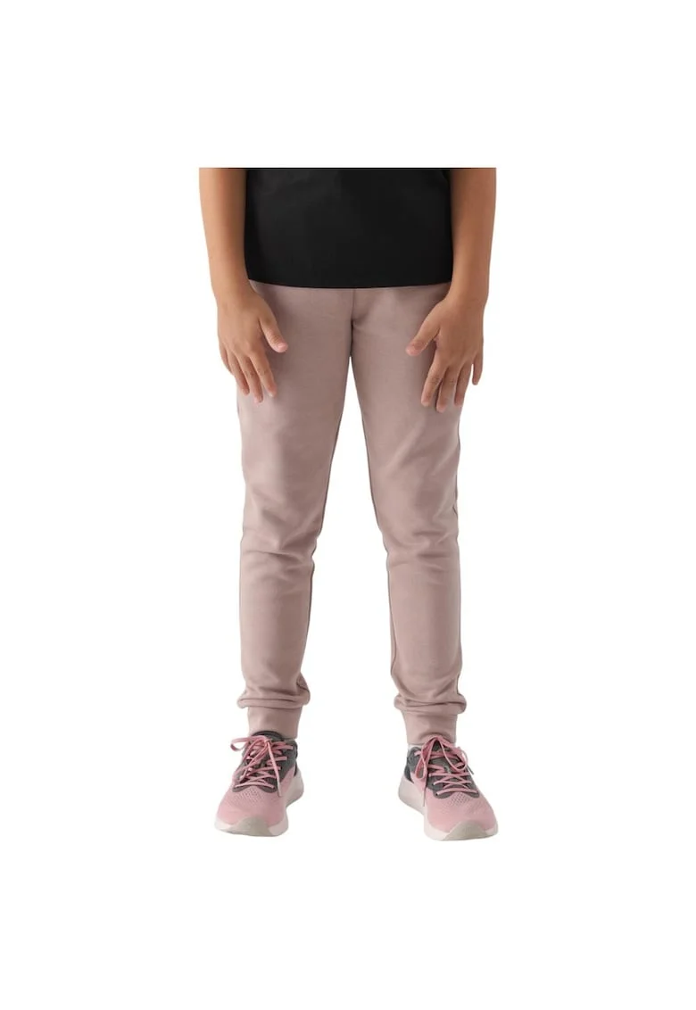 Pantaloni sport copii  croiala regulata, talie elastica, bumbac bej