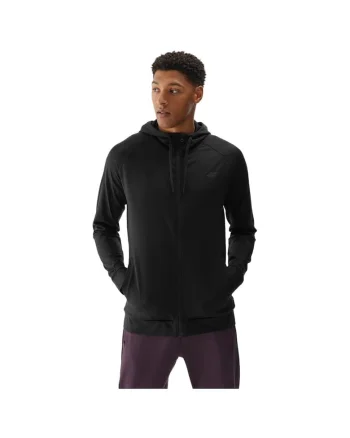 Hanorac sport barbati  captusit, gluga ajustabila, uscare rapida, negru, poliester-elastan