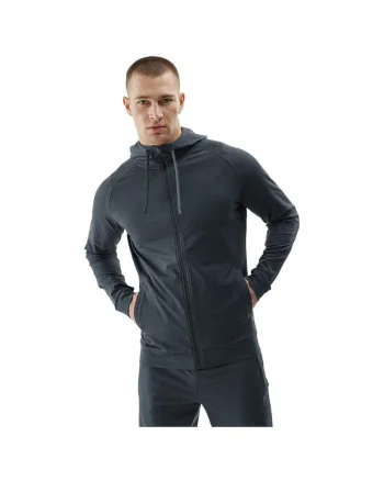 Hanorac functional  barbati, captusit, gluga ajustabila, uscare rapida, albastru, poliester-elastan