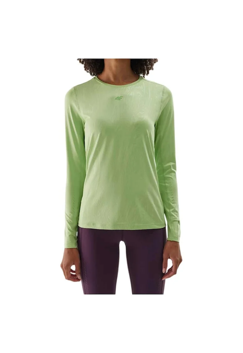 Bluza sport  maneca lunga, verde, material sintetic, tehnologie 4FDry