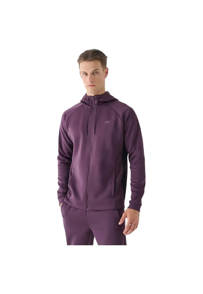 Hanorac sport  gluga, uscare rapida, poliester, mov