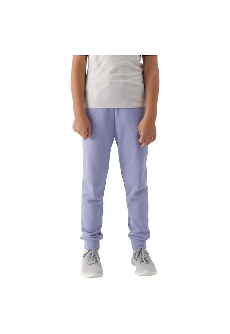 Pantaloni sport copii  talie elastica ajustabila, garnituri elastice, bumbac, lila