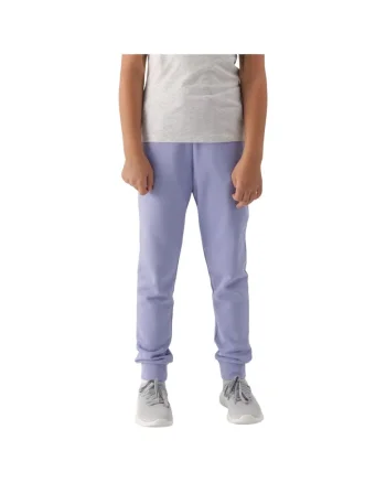 Pantaloni sport copii  talie elastica ajustabila, garnituri elastice, bumbac, lila