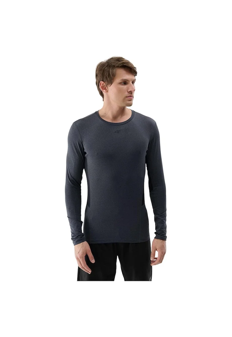 Bluza sport barbati  slim fit, decolteu rotund, poliester, gri