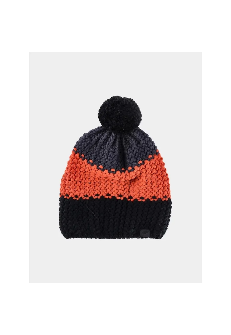 Caciula copii  M432, rosie, cu pompon, 70% acril, 30% lana