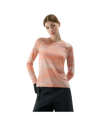 Tricou sport  maneca lunga, portocaliu, poliester, pentru fitness