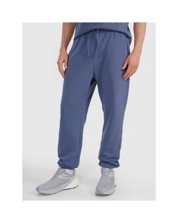 Pantaloni sport  albastri, bumbac/poliester, croiala normala, fara captuseala