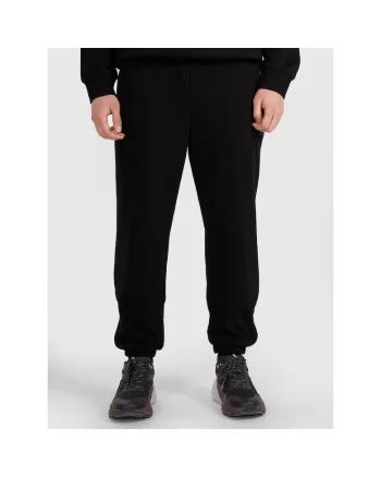 Pantaloni sport  negru, bumbac/poliester, croiala normala, 2 buzunare