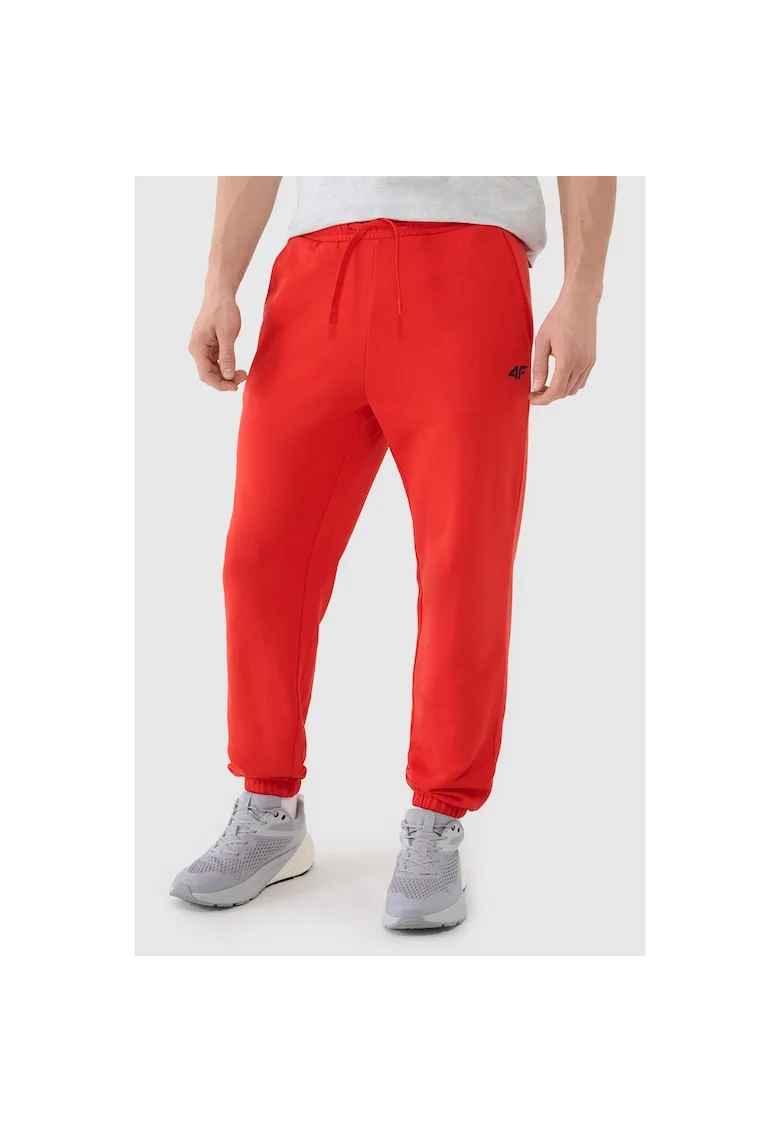 Pantaloni sport  rosii, bumbac/poliester, fara captuseala, pentru barbati