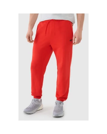 Pantaloni sport  rosii, bumbac/poliester, fara captuseala, pentru barbati