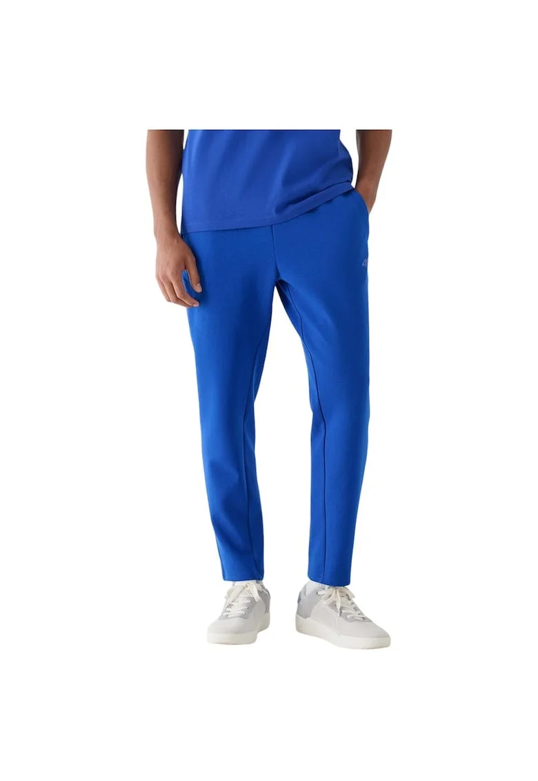 Pantaloni sport barbati  talie elastica, buzunare laterale, albastru, bumbac/poliester/elastan