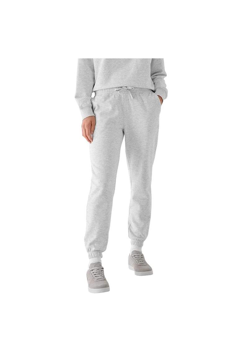 Pantaloni sport dama WMM00TTROF1137, 4F, Bumbac/Poliester, Gri,