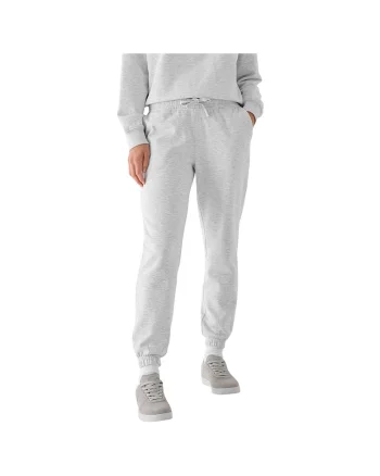 Pantaloni sport dama WMM00TTROF1137, 4F, Bumbac/Poliester, Gri,