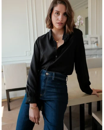 Camasa neagra premium cu detalii brodate, ASD93129 M10 19658, Negru