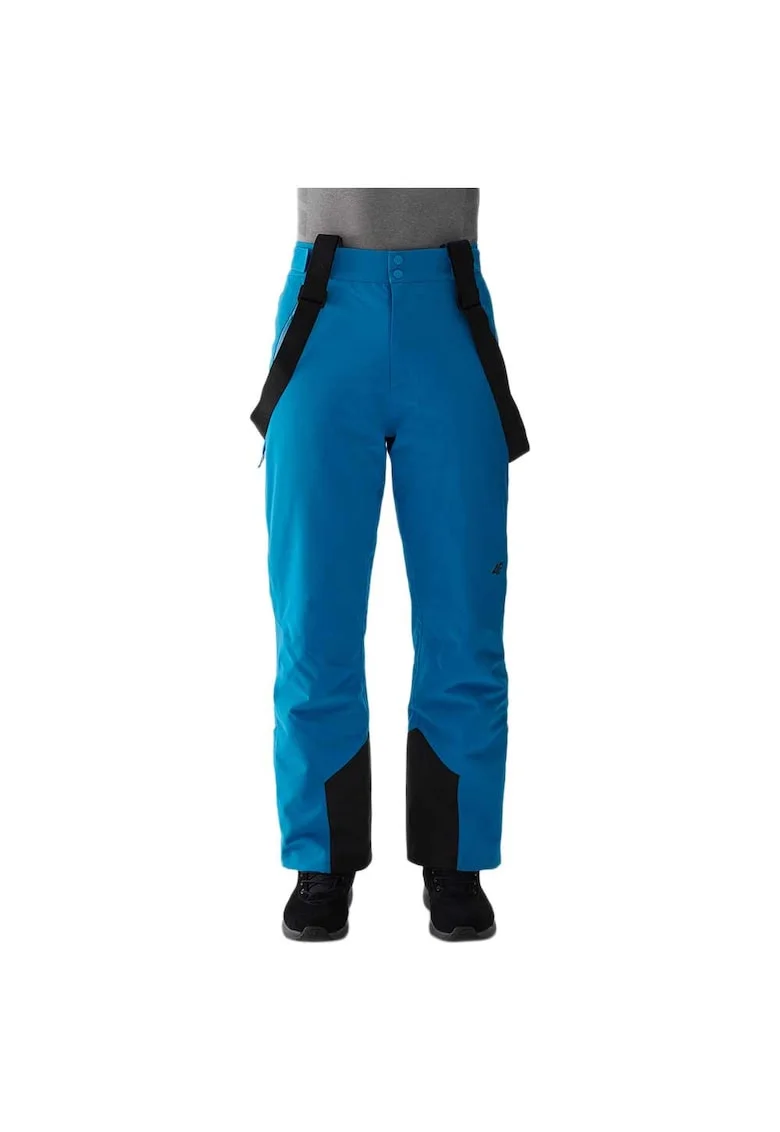 Pantaloni pentru schi  4FWAW24TFTRM0775, impermeabili, cu bretele detasabile, poliester, albastru