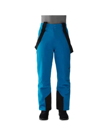 Pantaloni pentru schi  4FWAW24TFTRM0775, impermeabili, cu bretele detasabile, poliester, albastru