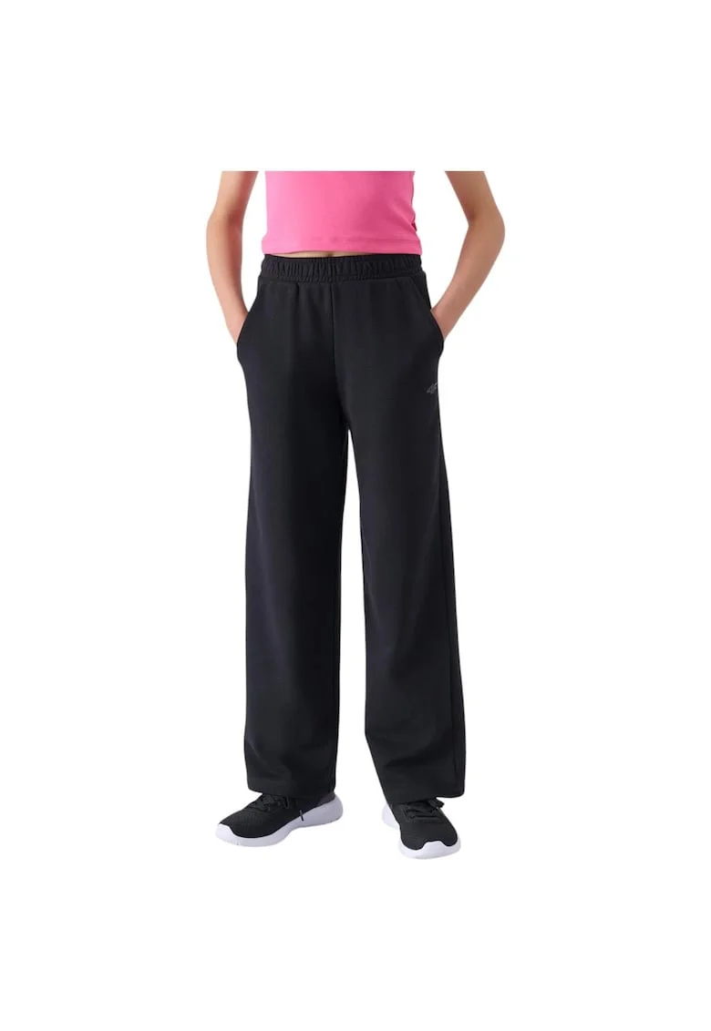 Pantaloni sport copii  croiala confortabila, talie elastica, bumbac, negru