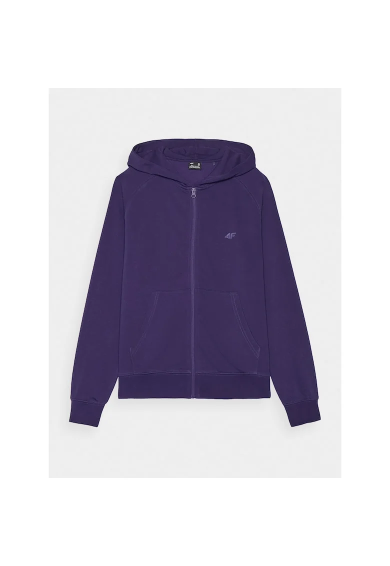 Hanorac Sportstyle Femei Bleumarin,  Gluga si Fermoar, Tricot French Terry, XS-XXL, Bumbac Durabil