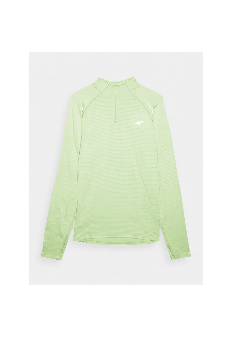 Hanorac de alergare  slim fit, verde, material sintetic cu uscare rapida, fara gluga