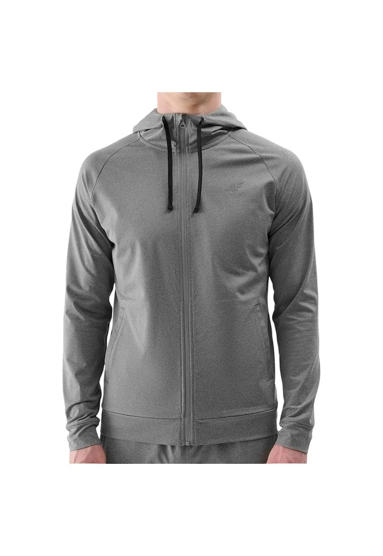 Hanorac  barbati, impermeabila, cu gluga, microfleece, gri, poliester-elastan,