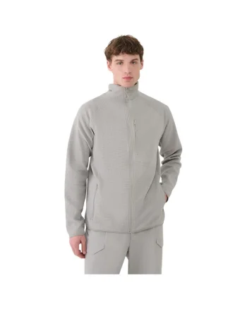 Jacheta sport barbat  croiala regulata, guler inalt, gri, textil Grid,
