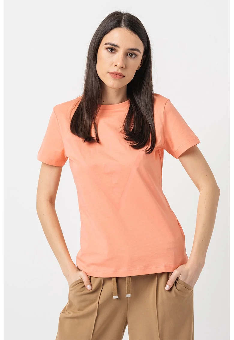 Tricou de bumbac cu imprimeu logo, Portocaliu