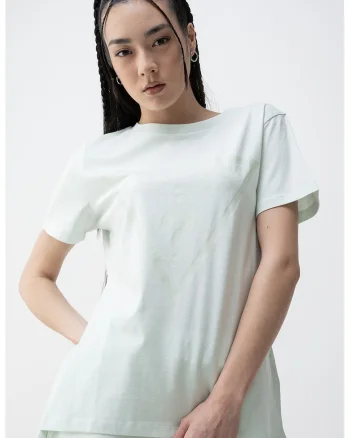 Tricou de bumbac cu imprimeu logo, Verde deschis