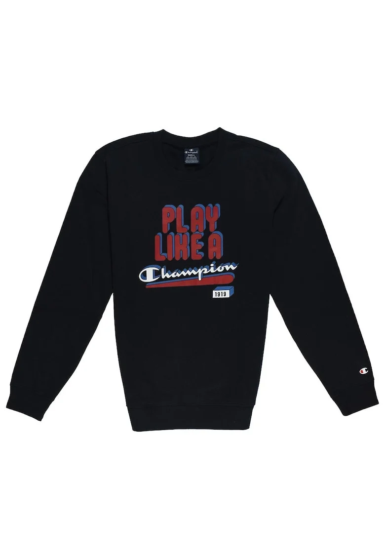 Bluza sport barbati  guler rotund, elastic la tiv si mansete, negru, bumbac,