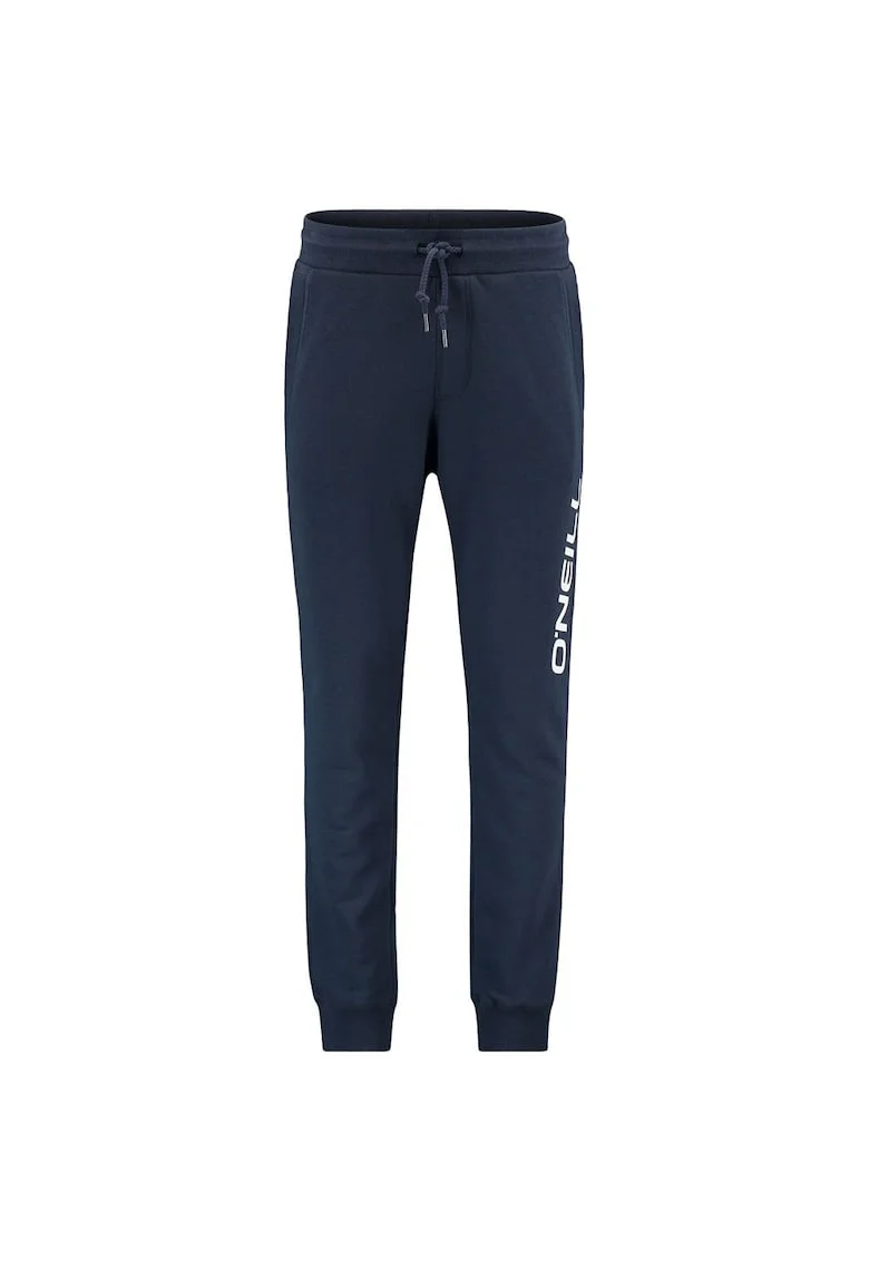 Pantaloni sport barbati  cu logo lateral, bumbac/poliester, bleumarin,